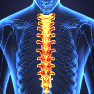 Illustration of man with glowing spine