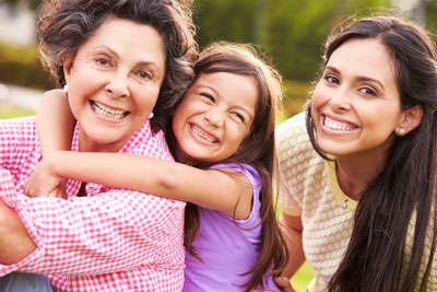 Smiling trio of women