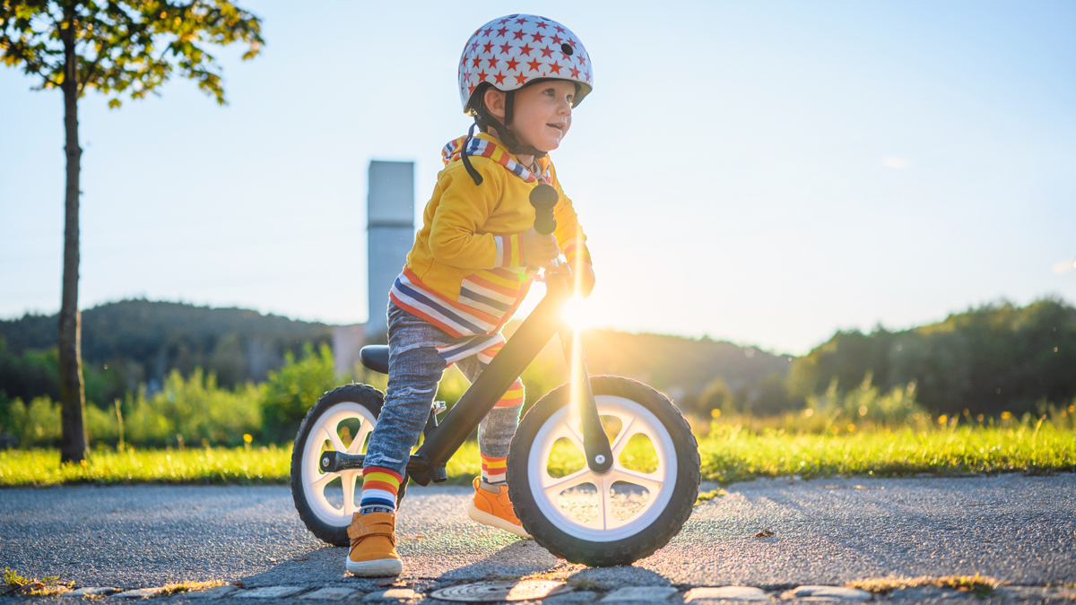 toddler on bike