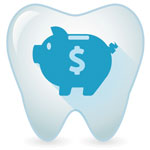 Illustration of piggy bank inside tooth