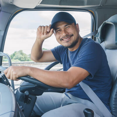 man driving truck