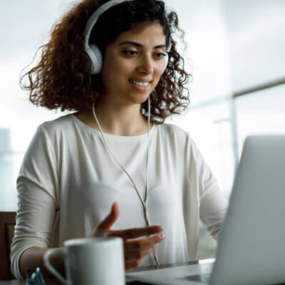 woman having a meeting on the computer