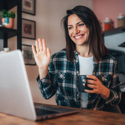 Waving at computer