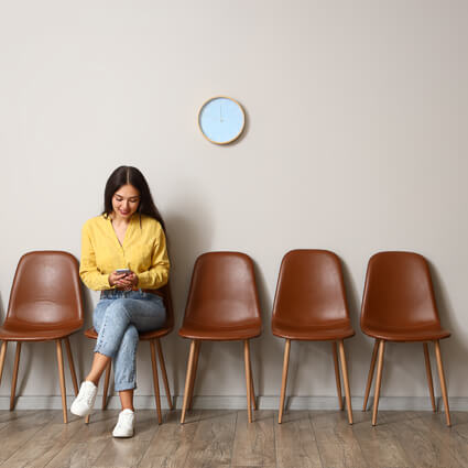 Patient sitting in waiting room