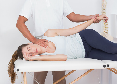Woman on adjustment table
