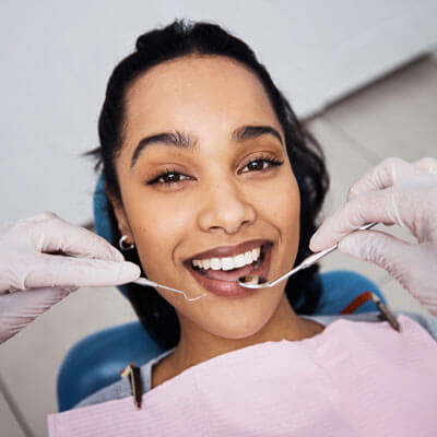 woman smiling teeth cleaning