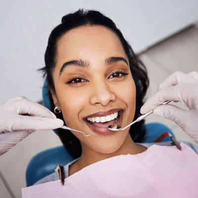 Woman smiling in dental chair