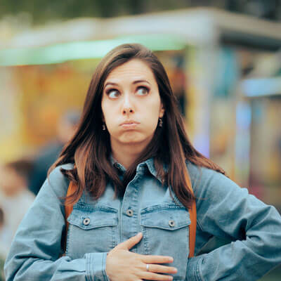 woman walking with reflux