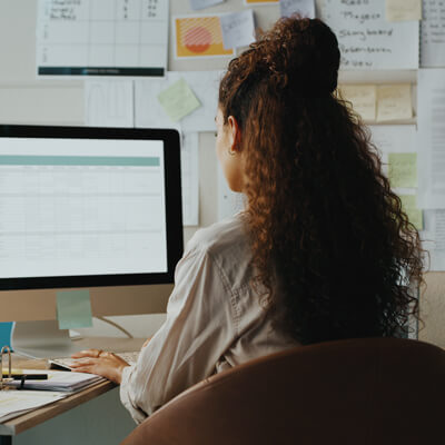 woman looking at the computer