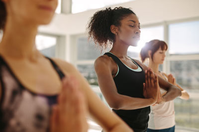 Women in yoga class