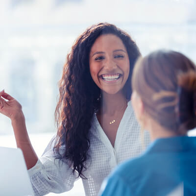 woman smiling during consult