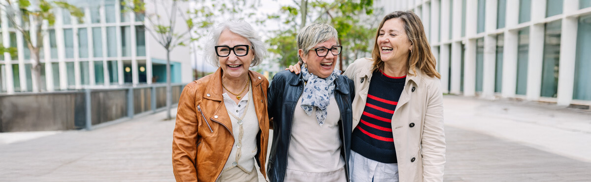 three women walking