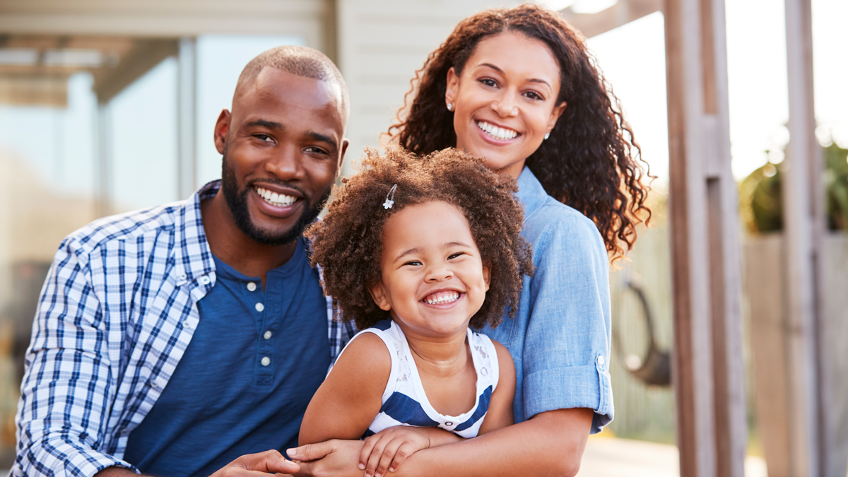 happy family of 3