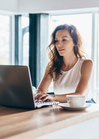 young woman on computer